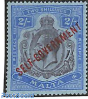 Malta 1922 2sh, WM Mult. CA, Stamp Out Of Set, Unused (hinged) - Malte