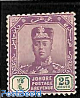 Malaysia 1910 Johore, 25c, WM Multiple Rose, Stamp Out Of Set, Mint NH - Sonstige & Ohne Zuordnung