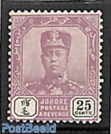Malaysia 1922 Johore, 25c, WM Script-CA, Stamp Out Of Set, Unused (hinged) - Autres & Non Classés