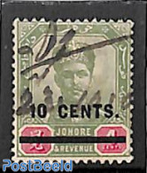 Malaysia 1903 Johore, 10c On 4c, (fiscally) Used, Used Stamps - Altri & Non Classificati