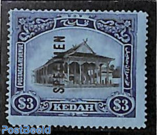 Malaysia 1921 Kedah, 3$, SPECIMEN, Unused (hinged) - Otros & Sin Clasificación