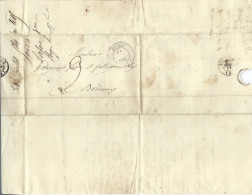 FRANCE Préphilatélie 1844: LAC De Jonzac (Char. Mar.) Pour Bordeaux (Gironde), Taxée 3 Décimes - 1801-1848: Précurseurs XIX