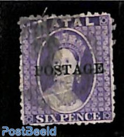 Natal 1869 6d, POSTAGE Overprint, Used, Used Stamps - Natal (1857-1909)