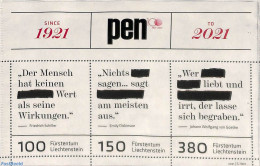 Liechtenstein 2021 PEN International S/s, Mint NH - Nuevos