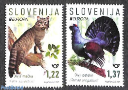 Slovenia 2021 Europa, Endangered Species 2v, Mint NH, History - Nature - Europa (cept) - Birds - Cat Family - Poultry - Slovenië