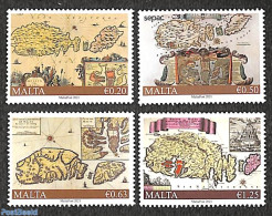 Malta 2021 SEPAC, Historical Maps 4v, Mint NH, History - Various - Sepac - Maps - Geography