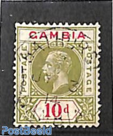 Gambia 1912 10d, Used, WM Mult.Crown-CA, Used Stamps - Gambia (...-1964)