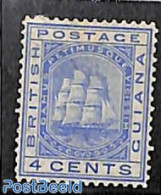 Guyana 1876 4c, WM Crown-CC, Perf. 14, Stamp Out Of Set, Without Gum, Unused (hinged), Transport - Ships And Boats - Ships