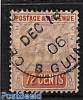 Guyana 1889 72c, WM Crown-CA, Used, Used Stamps, Transport - Ships And Boats - Ships