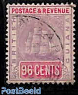 Guyana 1889 96c, WM Crown-CA, Used, Used Stamps, Transport - Ships And Boats - Barcos