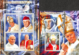 Sao Tome/Principe 2014 Popes 2 S/s, Mint NH, Religion - Pope - Päpste