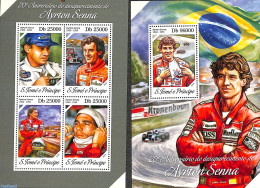 Sao Tome/Principe 2014 Ayrton Senne 2 S/s, Mint NH, Sport - Transport - Autosports - Automobiles - Autos