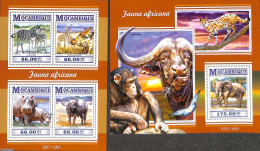 Mozambique 2015 African Fauna 2 S/s, Mint NH, Nature - Animals (others & Mixed) - Elephants - Giraffe - Hippopotamus -.. - Mosambik