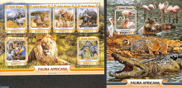 Guinea Bissau 2016 African Fauna 2 S/s, Mint NH, Nature - Animals (others & Mixed) - Birds - Cat Family - Elephants - .. - Guinée-Bissau