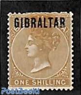 Gibraltar 1886 1sh, Stamp Out Of Set, Without Gum, Unused (hinged) - Gibilterra