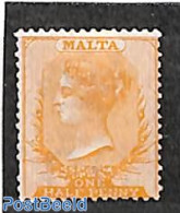 Malta 1863 1/2d, Perf. 14, WM Crown-CC, Without Gum, Unused (hinged) - Malta