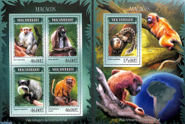 Mozambique 2014 Monkeys 2 S/s, Mint NH, Nature - Monkeys - Mosambik