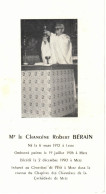 57 - METZ - GÉNÉALOGIE - FAIRE-PART DE DÉCÈS - CHANOINE ROBERT BÉRAIN - NÉ EN 1912 À LESSE -  MOSELLE - Overlijden