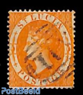 Saint Lucia 1864 1sh Orange, Perf. 14, Used, Used Stamps - St.Lucie (1979-...)