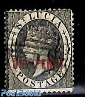 Saint Lucia 1884 ONE PENNY, Used, Used Stamps - St.Lucia (1979-...)