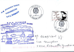 ENVELOPPE AVEC CACHET BPC DIXMUDE - RETOUR A SON PORT BASE A TOULON LE 20 AOUT 2012 - Seepost