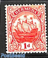 Bermuda 1910 1d Red, WM Mult. Crown-CA, Stamp Out Of Set, Unused (hinged), Transport - Ships And Boats - Barcos