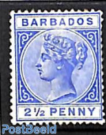 Barbados 1882 2.5d, Ultramarin, Stamp Out Of Set, Unused (hinged) - Barbados (1966-...)