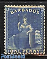 Barbados 1874 1p, WM Large Star, Stamp Out Of Set, Unused (hinged) - Barbados (1966-...)