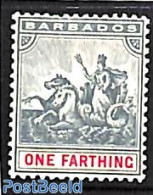 Barbados 1905 1Fa, WM Mult. Crown-CA, Stamp Out Of Set, Unused (hinged), Nature - Horses - Barbades (1966-...)