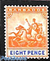 Barbados 1905 8d, WM Mult. Crown-CA, Stamp Out Of Set, Unused (hinged), Nature - Horses - Barbados (1966-...)