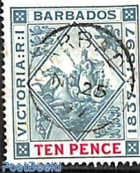 Barbados 1897 10 Pence, Used, Used Stamps, Nature - Horses - Barbades (1966-...)