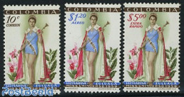 Colombia 1959 Miss Universe 3v, Unused (hinged), History - Performance Art - Women - Miss World - Non Classificati