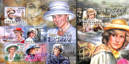 Mozambique 2012 Princess Diana 2 S/s, Mint NH, History - Charles & Diana - Kings & Queens (Royalty) - Familias Reales