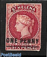 Saint Helena 1863 Overprint (lengt 18.5mm) 1v, Unused (hinged) - St. Helena