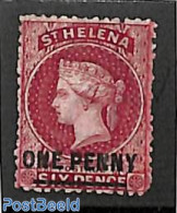 Saint Helena 1879 1d On 6d, Perf. 14:12.5, Unused Without Gum, Unused (hinged) - Saint Helena Island
