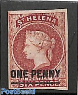 Saint Helena 1863 1d On 6d, Line = 17mm, Unused Without Gum, Unused (hinged) - Isla Sta Helena