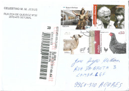 Portugal Registered Cover Farm Animals Stamps - Brieven En Documenten