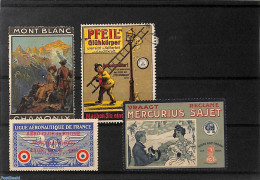 *Advertising Seals 1910 Lot With Seals, Mixed Subjects, Unused (hinged), Performance Art - Science - Sport - Transport.. - Escalade