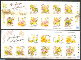 Japan 2021 Autumn Greetings 20v (2 M/s) S-a, Mint NH, Nature - Flowers & Plants - Nuevos