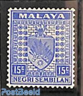 Malaysia 1936 Negri Sembilan, 15c, Stamp Out Of Set , Unused (hinged), History - Coat Of Arms - Otros & Sin Clasificación