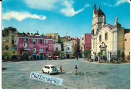 Campania-napoli-procida Marina Grande Veduta Piazza Chiesa Case Fiat 600 Isola Di Procida Fine Anni 60 - Otros & Sin Clasificación