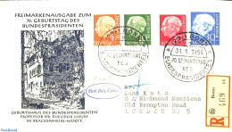 Germany, Federal Republic 1954 Definitives Heuss 4v, FDC, First Day Cover - Covers & Documents