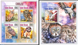 Guinea Bissau 2013 Owls 2 S/s, Mint NH, Nature - Birds - Birds Of Prey - Owls - Guinea-Bissau