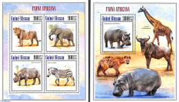 Guinea Bissau 2013 African Animals 2 S/s, Mint NH, Nature - Animals (others & Mixed) - Cat Family - Elephants - Hippop.. - Guinea-Bissau