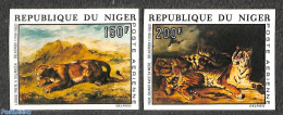 Niger 1973 Delacroix Paintings 2v, Imperforated, Mint NH, Nature - Cat Family - Art - Paintings - Niger (1960-...)