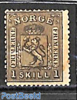 Norway 1867 1sk, Stamp Out Of Set, Unused (hinged) - Neufs