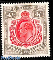 Nyasaland 1908 4sh, Stamp Out Of Set, Unused (hinged) - Nyassaland (1907-1953)