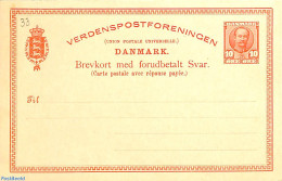 Denmark 1908 Reply Paid Postcard 10/10o, Text: 74mm, Unused Postal Stationary - Storia Postale