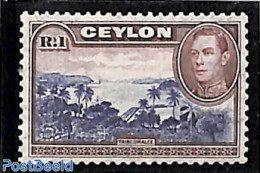 Sri Lanka (Ceylon) 1938 1R, WM Sidewards, Stamp Out Of Set, Unused (hinged) - Sri Lanka (Ceylon) (1948-...)