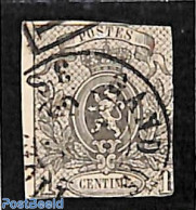 Belgium 1866 1c Used, Very Short, Used Stamps - Oblitérés